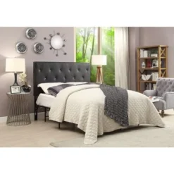 Silver Orchid Heston Contemporary Crystal Diamond Tufted Black Headboard - Black - King -Bed Frame Shop 63102e69 d899 4d7b 8ba3 4699e8b8e0d1