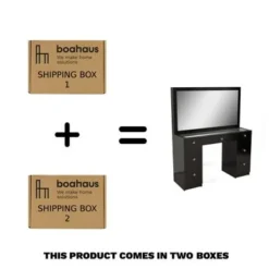 Boahaus Venus Modern Vanity, Glass Top, 07 Drawers - N/A - Black-Crystal Ball Knobs -Bed Frame Shop 63b8c926 3372 41f7 ad44 297a043a532b