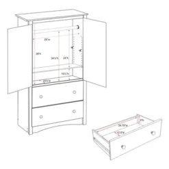 Prepac Copper Grove Periyar White 2-drawer Armoire - 58.75"h X 31.5"w X 22"d - 58.75"h X 31.5"w X 22"d - White -Bed Frame Shop 63e80d04 e228 4c82 8bd9 3127310d10fc
