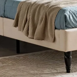 Merribee Contemporary Upholstered Queen Bed Frame With Turned Legs By Christopher Knight Home - Charcoal Gray -Bed Frame Shop 6427d975 7e95 4eb8 b12b 633f56a09ecc