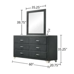 Upholstered Eastern King Bedroom Set In Grey And Chrome - 4 Piece -Bed Frame Shop 6449feee e7ea 4562 8947 2e9f590d1492