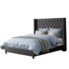 Porch & Den Richwood Tufted Fabric Queen-size Bed With Wings - Dark Grey - Wingback