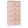 5 Drawers Vertical Dresser Storage Tower Organizer Unit For Bedroom - Pink - 5-drawer
