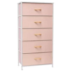 5 Drawers Vertical Dresser Storage Tower Organizer Unit For Bedroom - Pink - 5-drawer