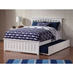 Mission White Full-size Platform Bed With Twin-size Trundle Bed - White - Full -Bed Frame Shop 6487a112 6f4b 4ad7 88fa f888c21b197a