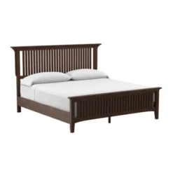 Modern Mission Vintage Oak Finish Wood Bed - Queen -Bed Frame Shop 64a0cf92 d21e 4f1b 9030 474aee8903e0