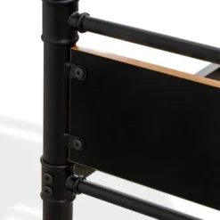 Hedley Bunk Bed Frame With 4 Hard Wood Legs - Twin Bed In Powder Coating Black Color And Brown Wood Laminate - HYT0B01 -Bed Frame Shop 65617b67 7228 4184 bd0e 08ef17db053d