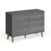 DH BASIC Mid-Century Modern Distressed Grey 47-inch Wide 6-Drawer Dresser With Knobs By Denhour - Grey - 6-drawer