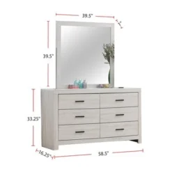 Wooden Queen Bedroom Set In Coastal White - 4 Piece -Bed Frame Shop 661bd339 b3ee 4be1 aaab 2454f188c750