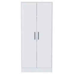 FM Furniture Rio 71-inch Tall Double Door Armoire With 1 Cabinet, 1 Rod, And Hidden Drawer - White -Bed Frame Shop 66e4a017 dd02 417a aebf aab28092286f