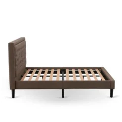 3 Pc Bedroom Set - Platform Bed Frame With Brown Linen Fabric - Button Tufted Headboard- 2 Nightstand (Bed Size Options) - KD18K-2HI08 -Bed Frame Shop 6784285d 34f9 4a06 aeb3 b56b310c1c73
