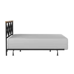 Hillsdale Furniture Ashford Triple X Design Metal Headboard With Frame, Black With Oak Finished Wood - Black W/ Brown Trim - Queen -Bed Frame Shop 67ddf535 bfcf 4321 a8b5 402a4f71ae61