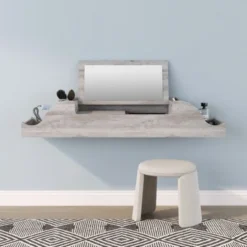 DH BASIC Contemporary White 47-inch Wall Mounted Makeup Vanity By Denhour - Coastal White