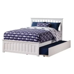 Mission White Full-size Platform Bed With Twin-size Trundle Bed - White - Full -Bed Frame Shop 695447ca 9d86 4eb7 bd0a 61408e371441