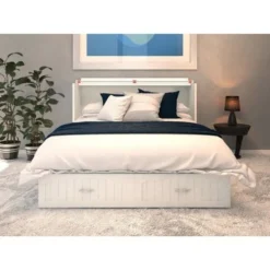 AFI Southampton Murphy Bed Chest With Built-In Charging Station - White - Twin XL -Bed Frame Shop 69c3b3b0 e1e0 40c5 98fd b282c78c1e37