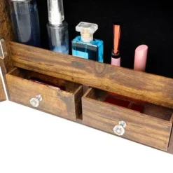 Fashion Simple Jewelry Storage Mirror Cabinet With LED Light - N/A - Antique Gray -Bed Frame Shop 69e3e5eb 15ee 4cc7 8029 c5cf6a43f698