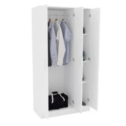 Boahaus Siegen Armoire, 3-Doors, 3-Interior Shelves, White Finish - White -Bed Frame Shop 69f57e63 431d 4382 85e2 9bd7977643d1