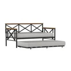 Hillsdale Furniture Ashford Triple X Design Metal Twin Daybed, Black With Oak Wood Accent - Black W/ Brown Trim - Twin -Bed Frame Shop 6a2c7d6f 5b20 4f09 a873 d07c31dad30e