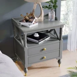 Modern Wooden Nightstand With Two Drawers - Cherry -Bed Frame Shop 6ab0a464 1acf 41bf a9db c6441c6f16ed