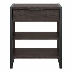 Atria Small Nightstand With Drawer And Shelves By Bush Furniture - Charcoal Gray -Bed Frame Shop 6af05cce 7aba 4b00 b9f0 172217e17fc5