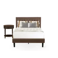 2 Pieces Bedroom Set - 1 Bed Brown Linen Fabric And Button Tufted Headboard - 1 Nightstand (Bed Size Options) - KD18K-1HI07 -Bed Frame Shop 6bd8adde 8ef8 477a bd72 ad91bd2265d8