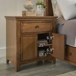 Ediline 1-drawer Wood Cupboard Nightstand With Charging Station By INSPIRE Q Classic - Antique Grey -Bed Frame Shop 6be5d265 08fc 479d a46d 90b7145ed251