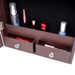 Wall Door Mounted Jewelry Storage Mirror Cabinet With LED Lights - White -Bed Frame Shop 6cb897a2 d05c 41ad 9583 985456bb722a