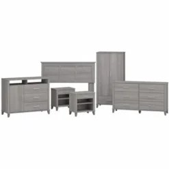 Somerset 6 Piece Full/Queen Size Bedroom Set By Bush Furniture - Ash Gray -Bed Frame Shop 6cdf3c6e dcb7 448c 82d0 8d2dbfd69c05
