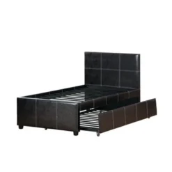 Mesmeric Twin Bed With Trundle Espresso Faux Leather,Brown