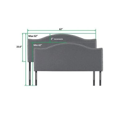 Catalina Upholstered Headboard With Nailhead Trim, Height Adjustable Headboard, Modern Head Board, Fabric Headboard - Queen,Cream 7 Catalina Upholstered Headboard With Nailhead Trim, Height Adjustable Headboard, Modern Head Board, Fabric Headboard - Queen,Cream - Image 7