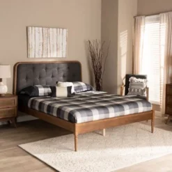 Baxton Studio Diantha Classic And Traditional Wood Platform Bed-Dark Grey - Full -Bed Frame Shop 6d283961 6416 43d3 897f 224c273386de