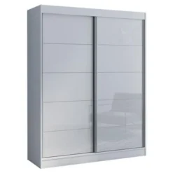 Aria 2 Door Modern High Gloss Wardrobe Armoire - Gray-59" -Bed Frame Shop 6d8d054a 64af 42bc ab26 a2aa213a4b38