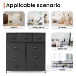 Pellebant Fabric Wide Dresser Storage Tower With 9 Drawers - Black - 9-drawer -Bed Frame Shop 6d995235 1b1b 4b6a 9a3f f8e5c17aaf08