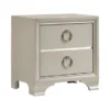 2 Drawers Nightstand With Oversized Ring Handles In Metallic Sterling - Metallic Sterling