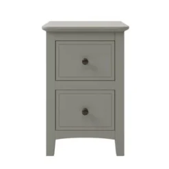 2 Drawers Solid Wood Dresser With Metal Knobs - Gray -Bed Frame Shop 6e54afb2 b2f1 4480 9878 74107afacf51