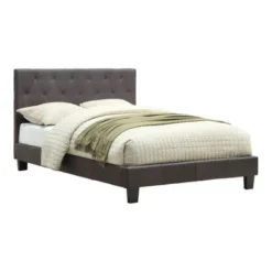 Perdella Contemporary Grey Fabric Tufted Low Profile 2-Piece Platform Bed With Nightstand Set By Furniture Of America - Eastern King -Bed Frame Shop 6eaf5017 d891 4e8b 84ff dea39f652da4