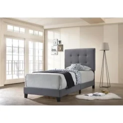 Mapes Tufted Upholstered Twin Bed Grey