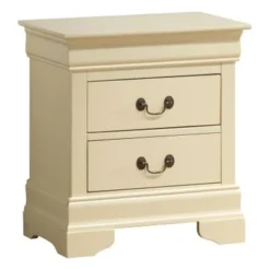 Louis Phillipe 2-drawer Wooden Nightstand - Grey -Bed Frame Shop 6f6a8c12 7e82 42d9 92f7 a0ebb4fa6b04