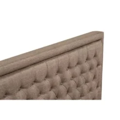 3 Pc Bed Set - Bed Frame With Brown Linen Fabric Padded - Button Tufted Headboard - 2 Wooden Nightstand (Bed Size Options) - KD18Q-2HI0M -Bed Frame Shop 6f771c2c 4796 4531 a713 7c86de8cd780