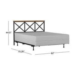 Hillsdale Furniture Ashford Triple X Design Metal Headboard With Frame, Black With Oak Finished Wood - Black W/ Brown Trim - Queen -Bed Frame Shop 6fe15fa4 ac6d 421b b26a 0d6d8d478a9f