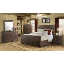Picket House Furnishings Dex Queen Platform Storage 4PC Bedroom Set - Walnut
