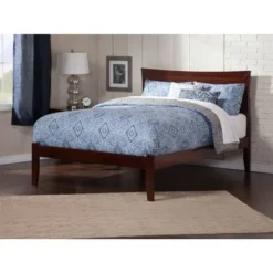 Metro Walnut Finish Wood Queen Open Foot Platform Bed - Walnut - Queen