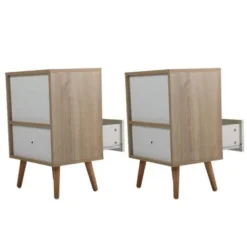 Modern Nightstand With Drawer And Shelf,Set Of 2 - Natural -Bed Frame Shop 7060b63b b37e 4cfc ab31 a64fa76445b2