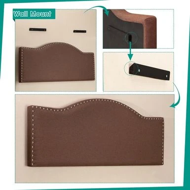 Catalina Upholstered Headboard With Nailhead Trim, Height Adjustable Headboard, Modern Head Board, Fabric Headboard - Queen,Cream 6 Catalina Upholstered Headboard With Nailhead Trim, Height Adjustable Headboard, Modern Head Board, Fabric Headboard - Queen,Cream - Image 6