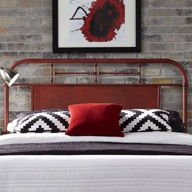 Liberty Vintage Series Red Metal Distressed King Metal Headboard - Cream 2 Liberty Vintage Series Red Metal Distressed King Metal Headboard - Cream - Image 2