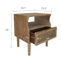COZAYH Rustic Farmhouse Woven Fronts Nightstand, Spacious Storage End Table - 1-drawer -Bed Frame Shop 713b4a57 68e7 48b3 a746 43e3b1348363