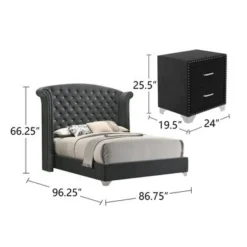 Upholstered Eastern King Bedroom Set In Grey And Chrome - 4 Piece -Bed Frame Shop 717c4628 aff4 4dbe a821 5737fe7a00be