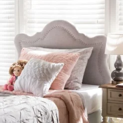 Baxton Studio Contemporary Fabric Upholstered Headboard - Queen Size - Grey Beige -Bed Frame Shop 7205ed20 c11e 477a beab c4b9384ab54f