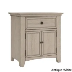 Ediline 1-drawer Wood Cupboard Nightstand With Charging Station By INSPIRE Q Classic - Antique Grey -Bed Frame Shop 72584416 3922 4ef1 a228 8e299138f52b