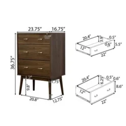 Curtisian 3 Piece 3 Drawer Dresser And Nightstand Bedroom Set By Christopher Knight Home - Columbia Walnut -Bed Frame Shop 7343fdd8 1ec5 4f95 9d63 a0065b6f15c0